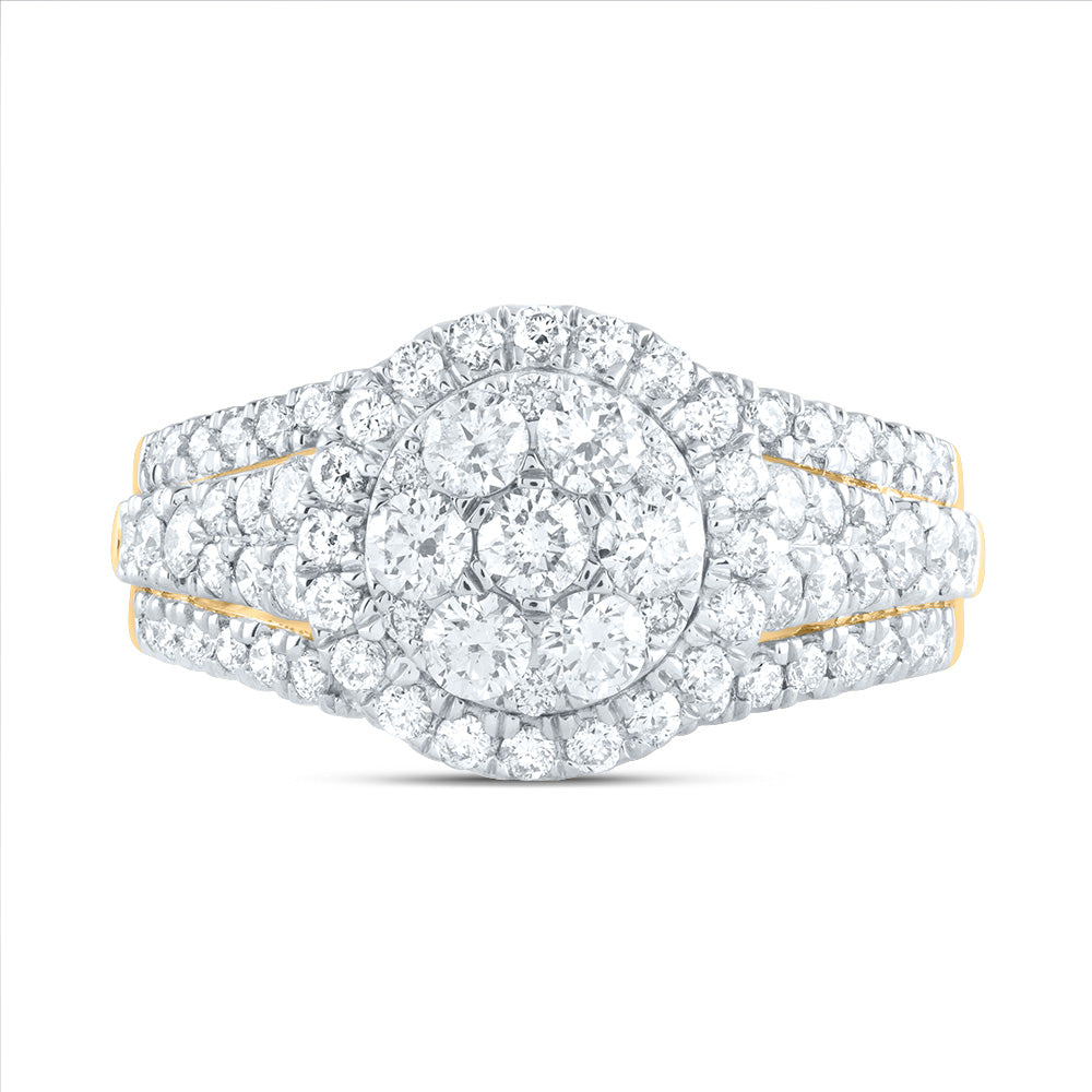 1 1/2Ctw-Dia Ana M Round Single Halo Fashion Bridal Ring (5.58 grams)