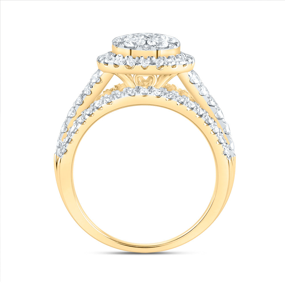 1 1/2Ctw-Dia Ana M Round Single Halo Fashion Bridal Ring (5.58 grams)