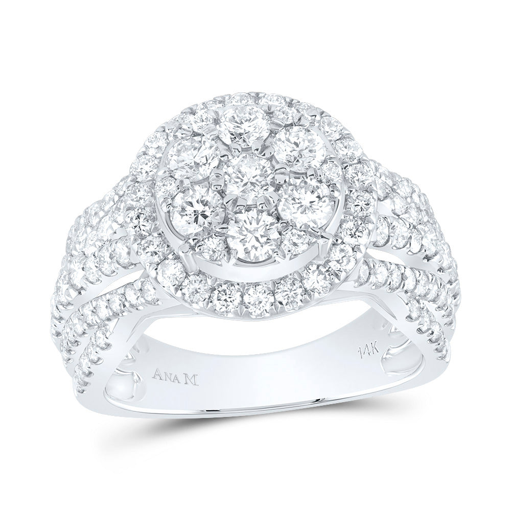 2Ctw-Dia Ana M Round Single Halo Fashion Bridal Ring (6.35 grams)