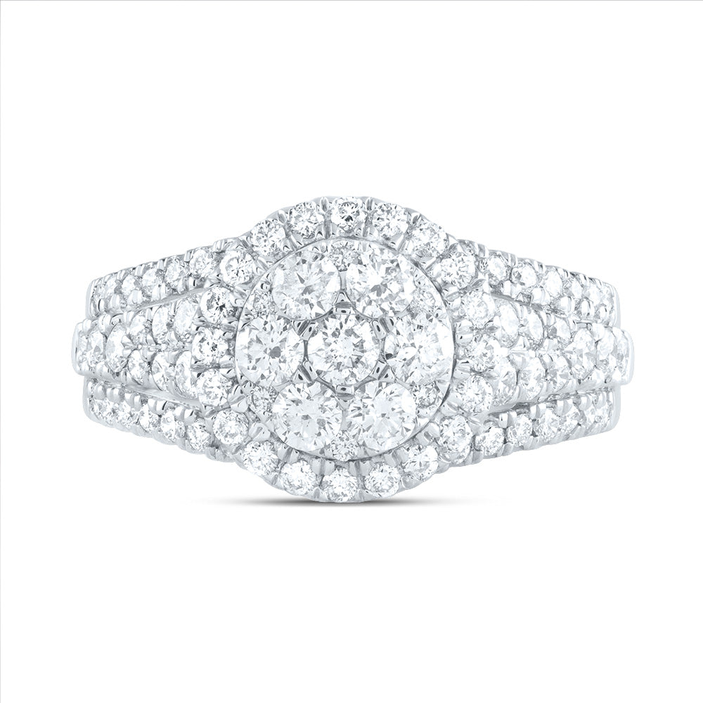 1 1/2Ctw-Dia Ana M Round Single Halo Fashion Bridal Ring (5.36 grams)
