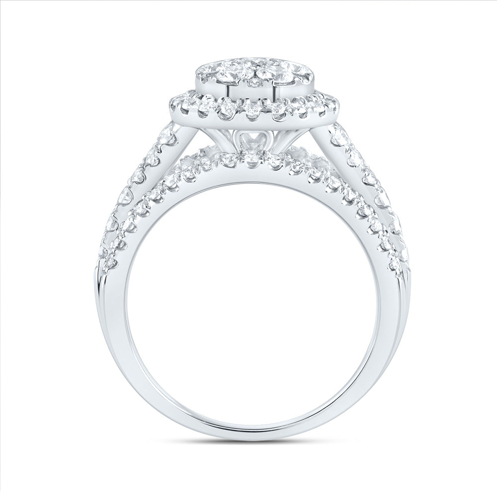 1 1/2Ctw-Dia Ana M Round Single Halo Fashion Bridal Ring (5.36 grams)