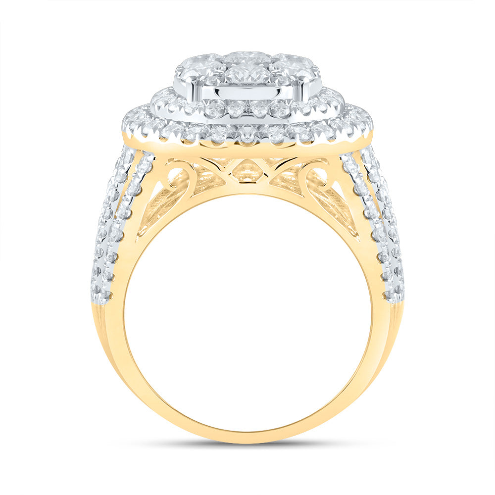 3 Ctw-Dia Ana M Round Double Halo Fashion Bridal Ring (8.13 grams)