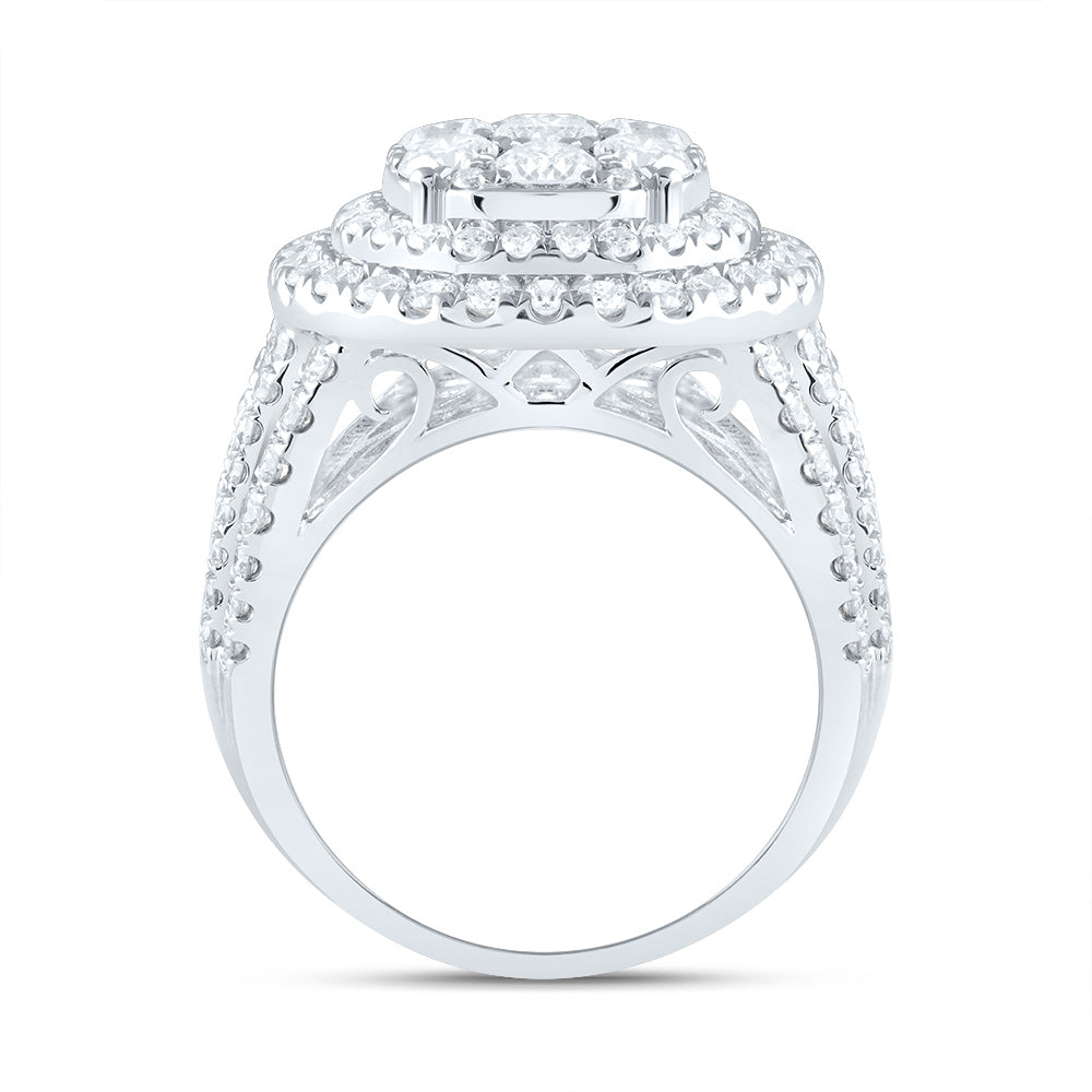 3 Ctw-Dia Ana M Round Double Halo Fashion Bridal Ring (8.01 grams)