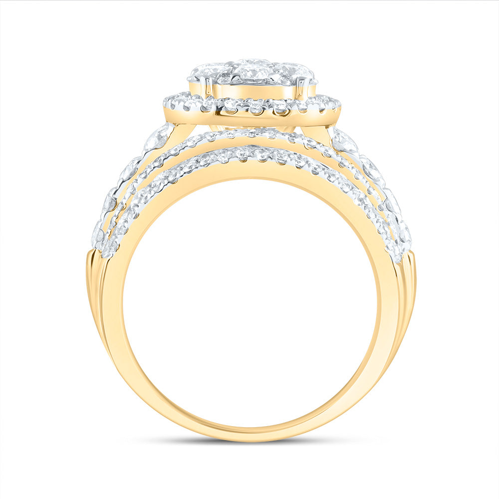 3Ctw-Dia Ana M Round Single Halo Fashion Bridal Ring (8.28 grams)