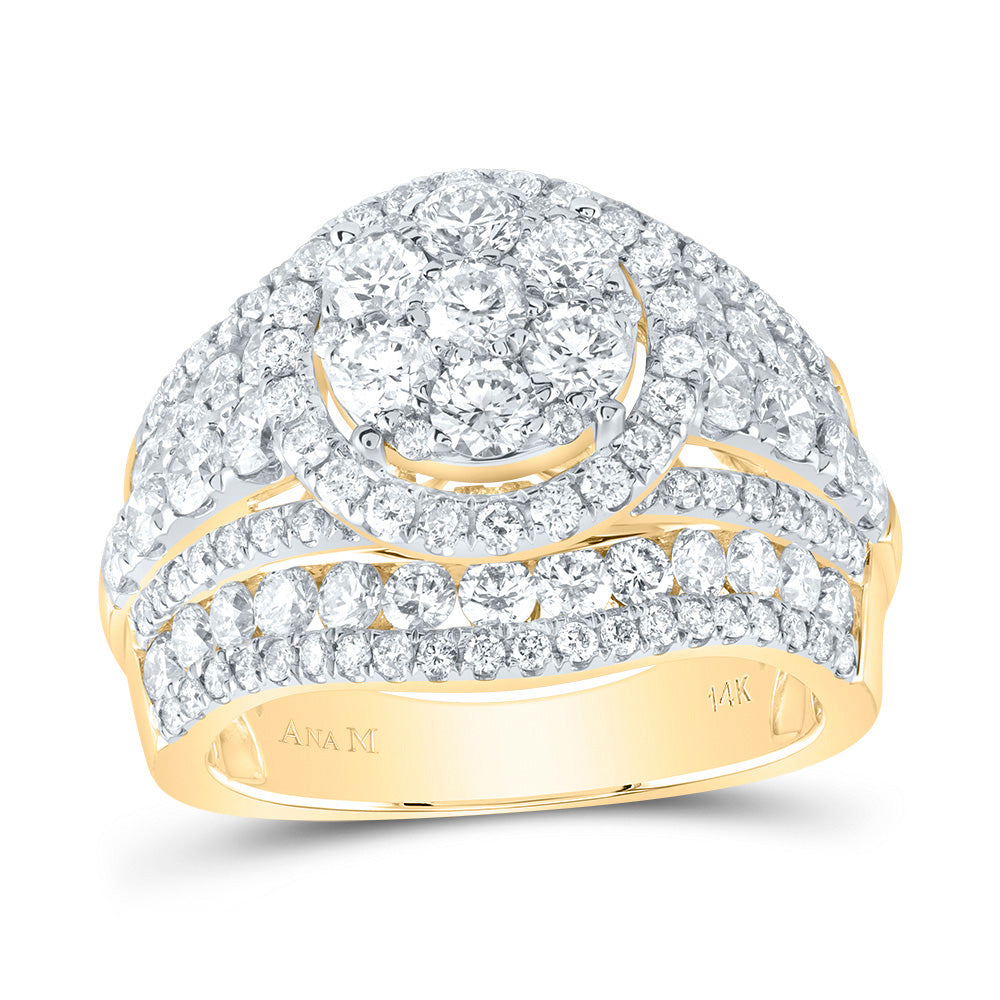 3Ctw-Dia Ana M Round Single Halo Fashion Bridal Ring (8.28 grams)