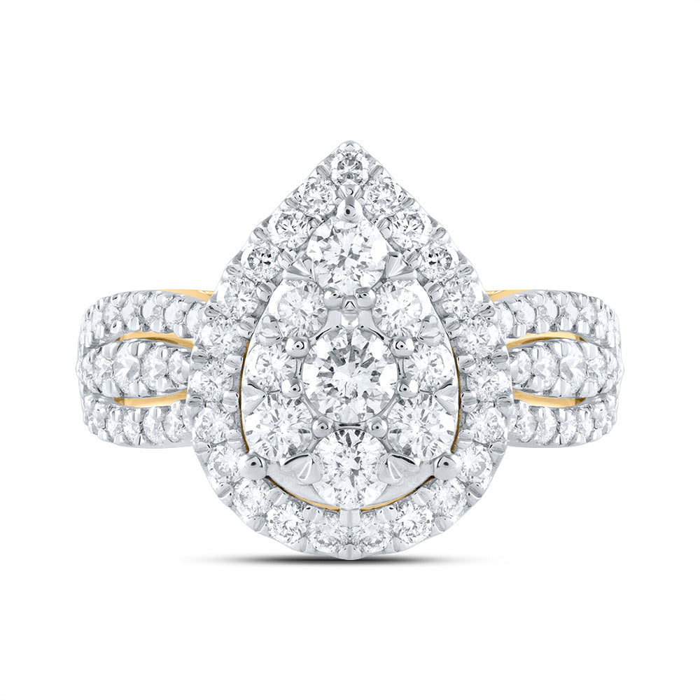 1 1/2Ctw-Dia Ana M 1/5Ct-Crd Pear Single Halo Bridal Ring (4.94 grams)