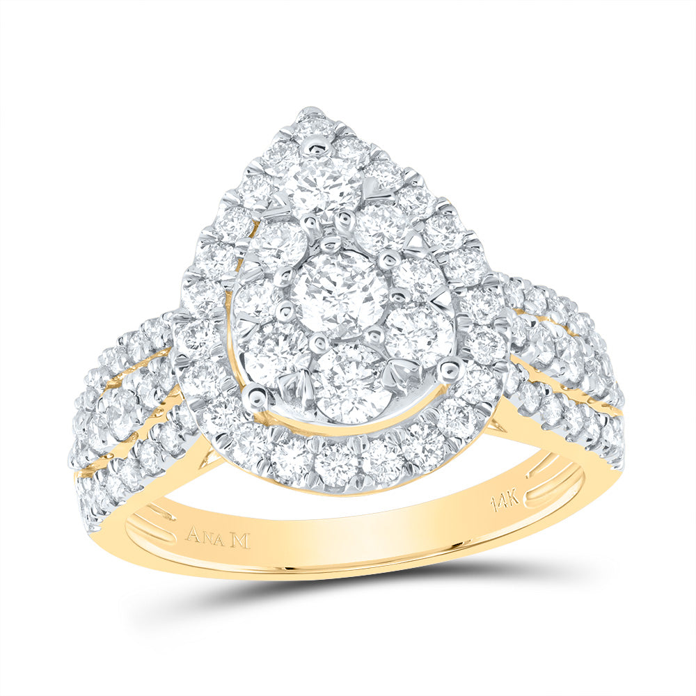 1 1/2Ctw-Dia Ana M 1/5Ct-Crd Pear Single Halo Bridal Ring (4.94 grams)