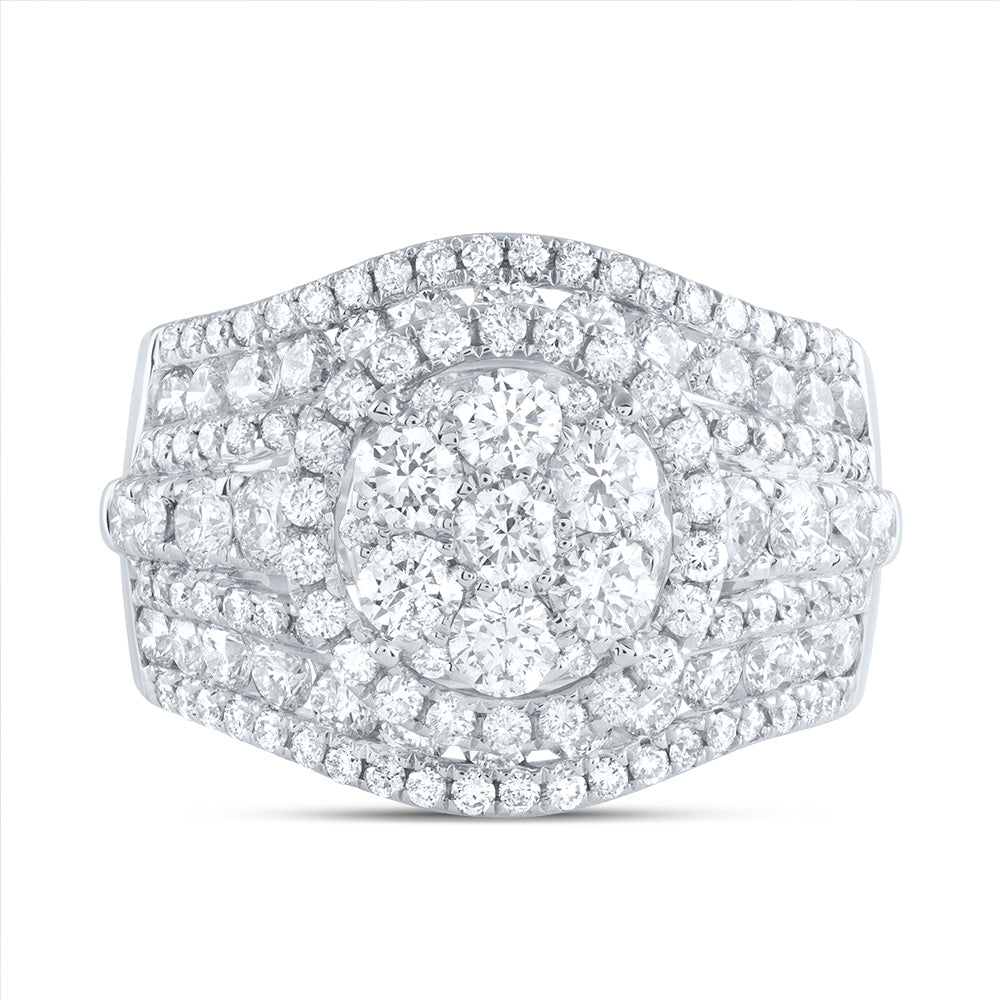 3Ctw-Dia Ana M Round Single Halo Fashion Bridal Ring (8.67 grams)
