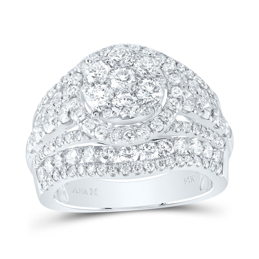 3Ctw-Dia Ana M Round Single Halo Fashion Bridal Ring (8.67 grams)
