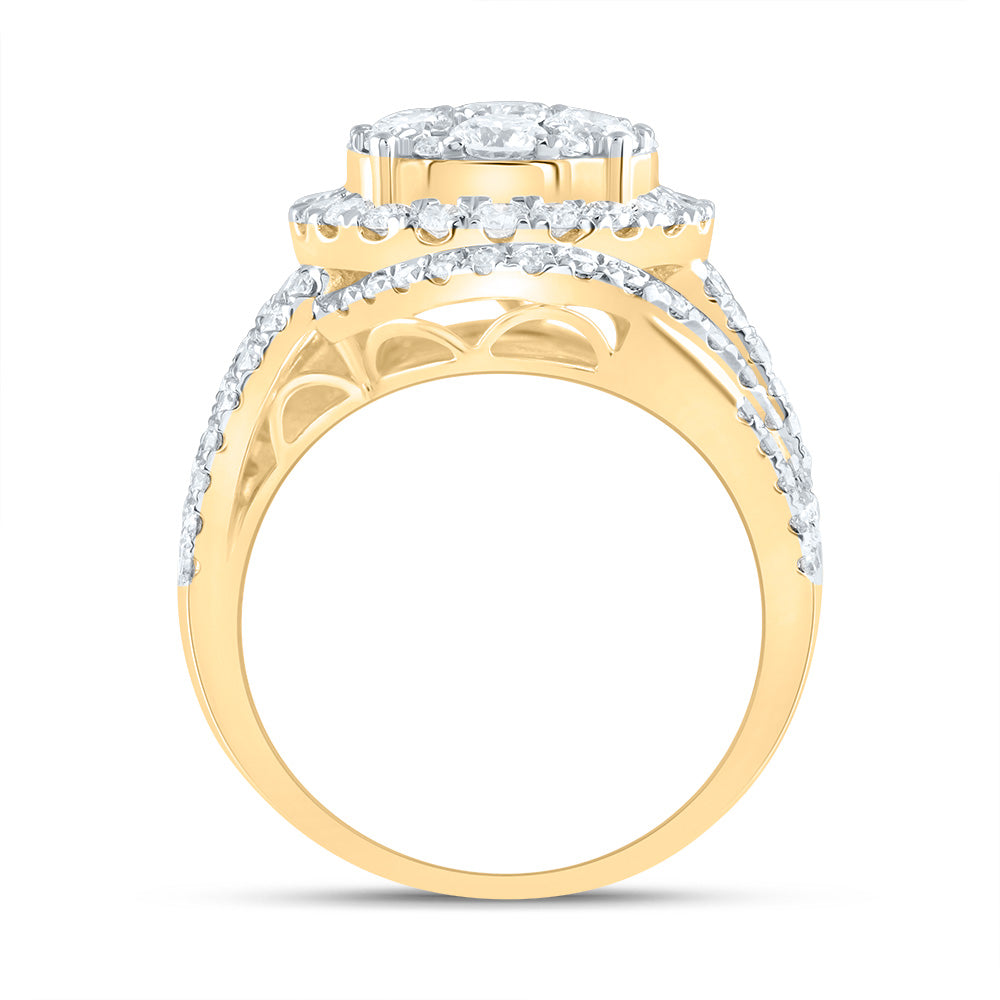 3 Ctw-Dia Ana M Round Single Halo Fashion Bridal Ring (7.82 grams)