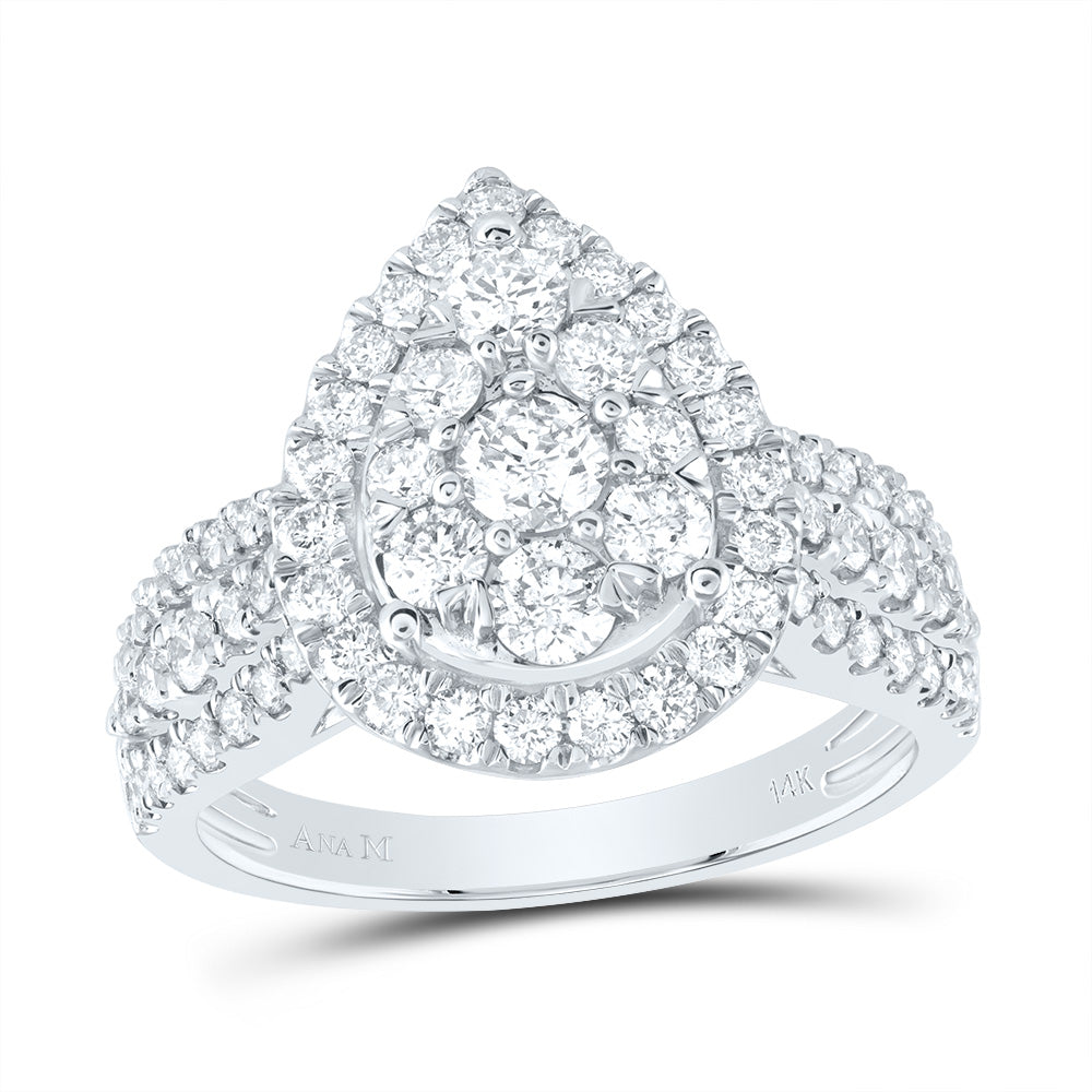 1 1/2Ctw-Dia Ana M 1/5Ct-Crd Pear Single Halo Bridal Ring (3.82 grams)