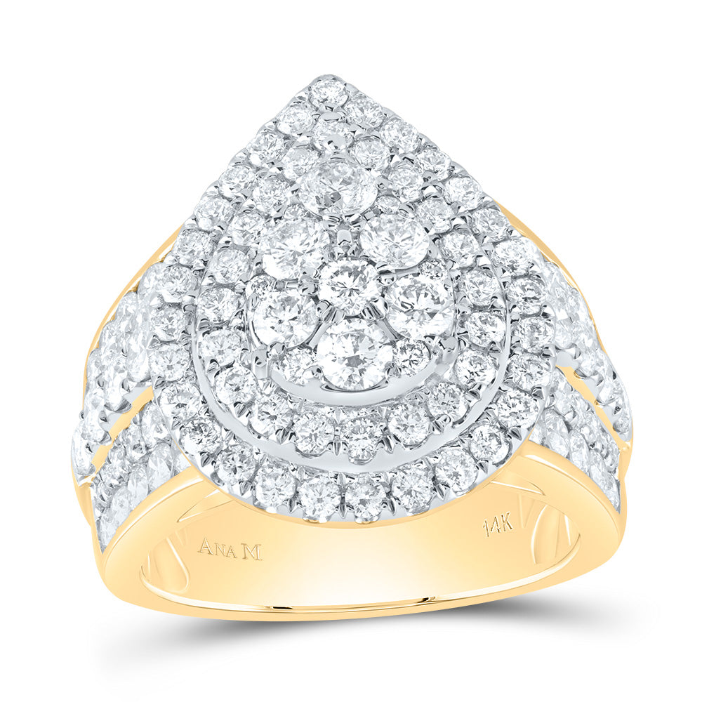3Ctw-Dia Ana M Pear Double Halo Fashion Bridal Ring (9.13 grams)