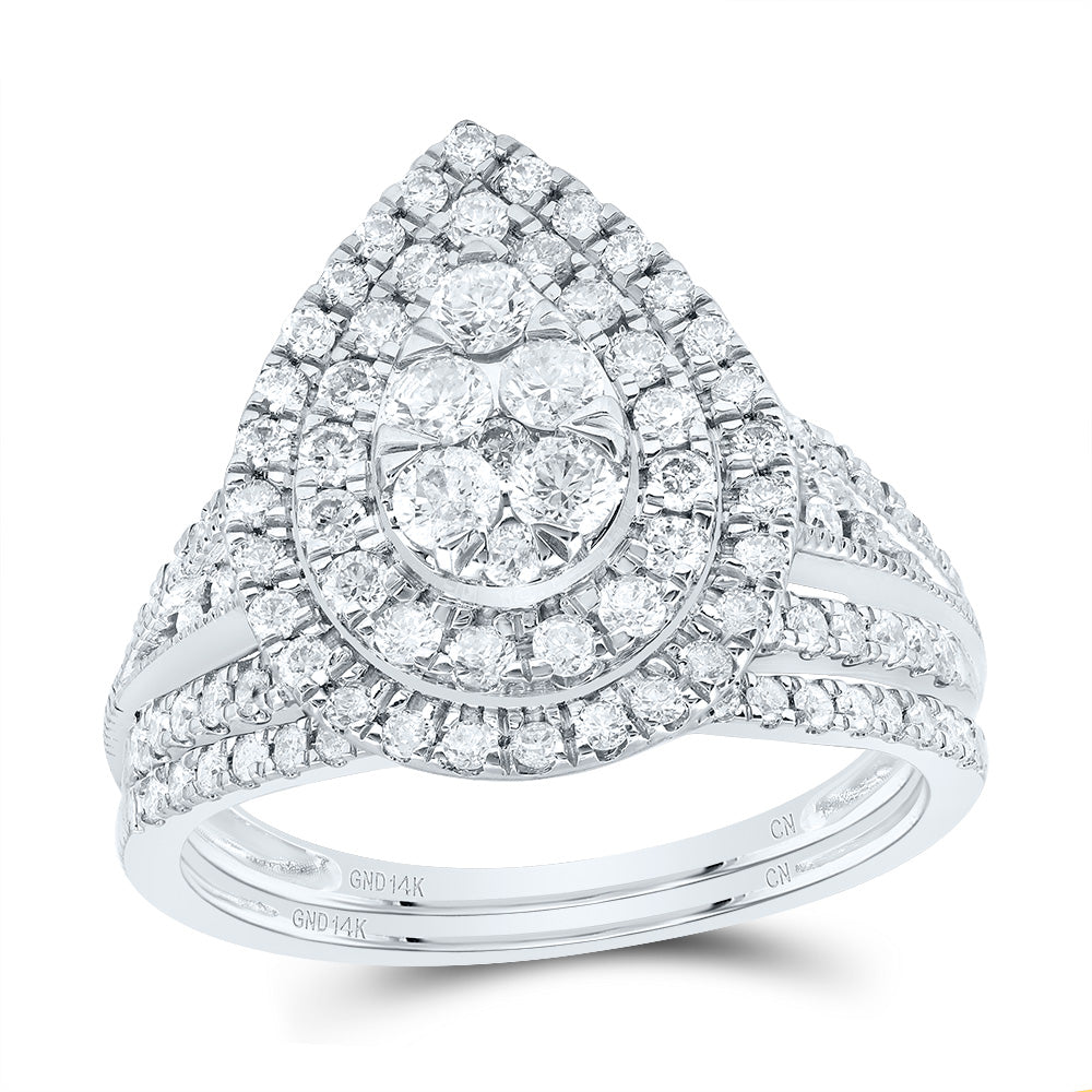 1Ctw-Dia Cn Pear Double Halo Bridal Set (5.2 grams)