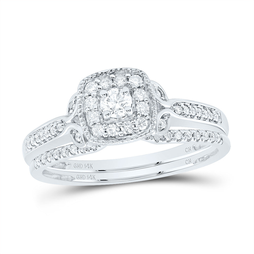 1/3Ctw-Dia Cn Cushion Single Halo Bridal Set (3.37 grams)