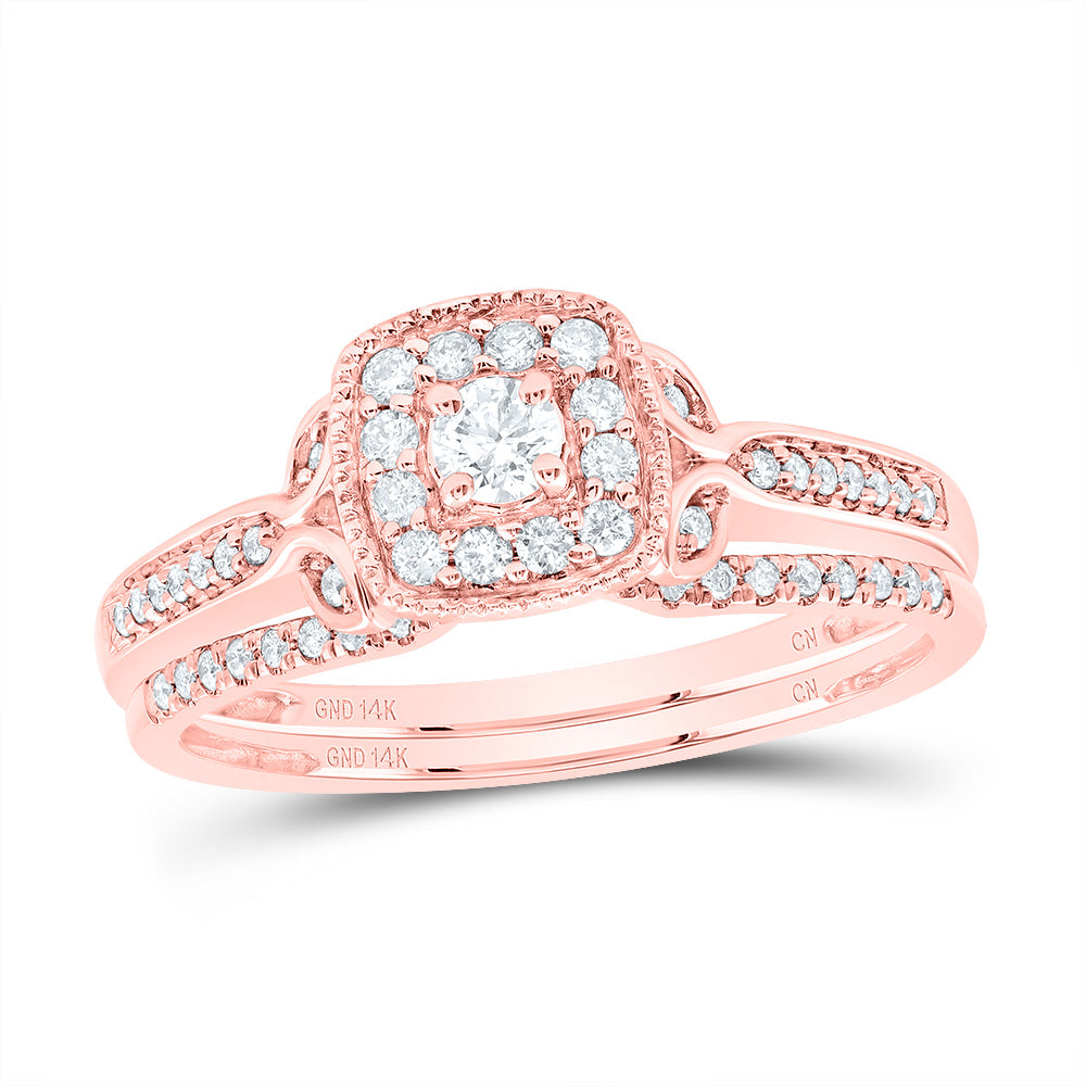 1/3Ctw-Dia Cn Cushion Single Halo Bridal Set (3.16 grams)