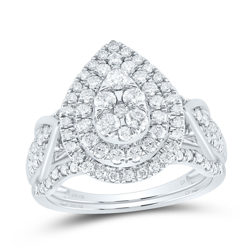 1Ctw-Dia Cn Pear Double Halo Bridal Set (5.47 grams)