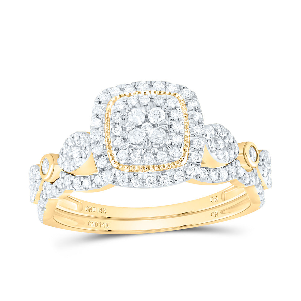 1/2Ctw-Dia Cn Cushion Double Halo Bridal Set (3.51 grams)