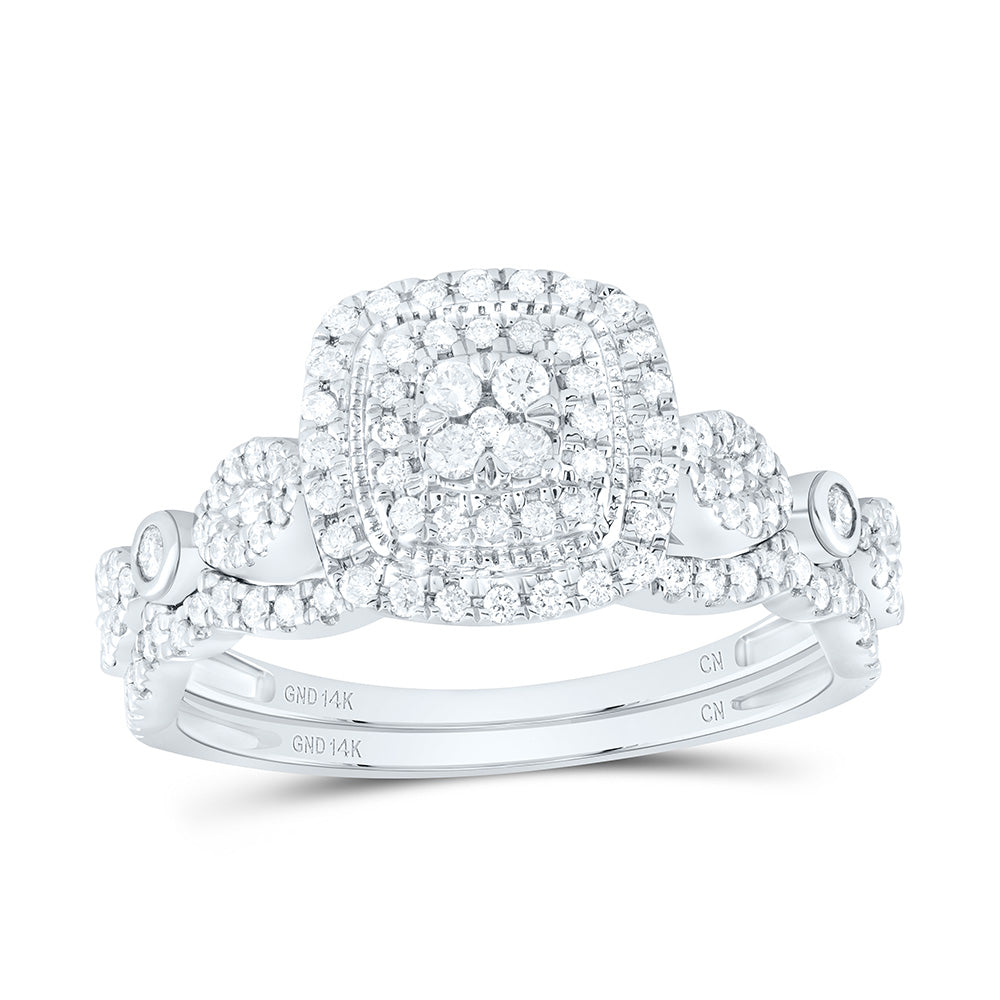 1/2Ctw-Dia Cn Cushion Double Halo Bridal Set (3.7 grams)