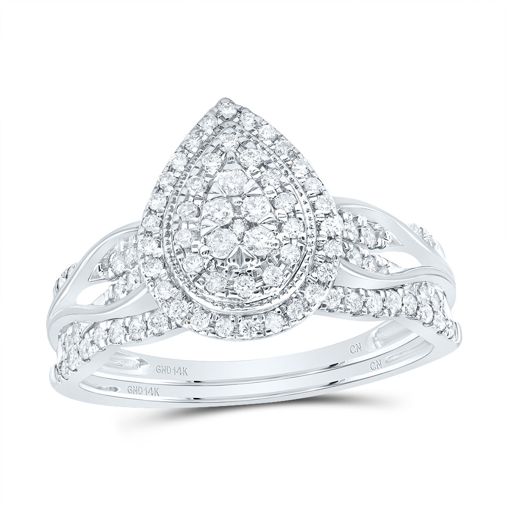 1/2Ctw-Dia Cn Pear Double Halo Bridal Set (3.97 grams)