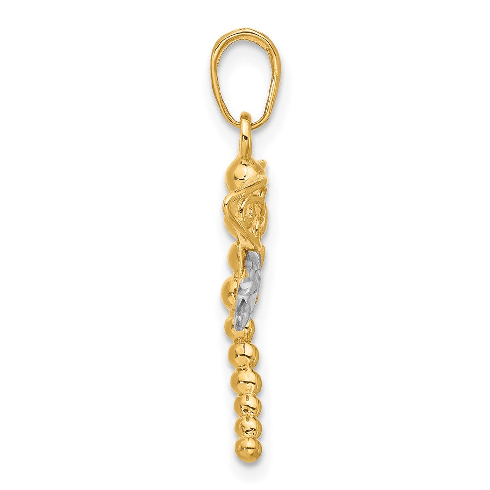 14k Yellow & Rhodium 26.8 mm Polished and D/C Dragonfly Pendant (1.88 grams)