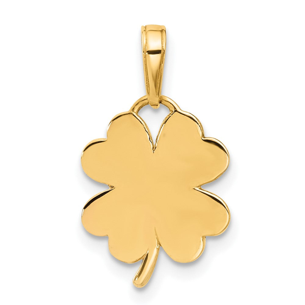14k Yellow & Rhodium 13 mm Polished and D/C Clover Pendant (1.83 grams)