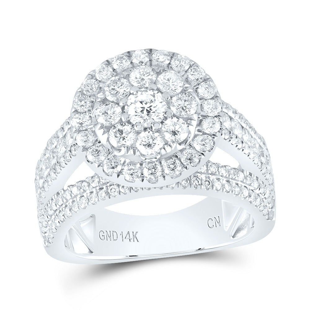 2 3/8Ctw-Dia Cn 1/4Ct-Crd Round Single Halo Bridal Ring (6.53 grams)
