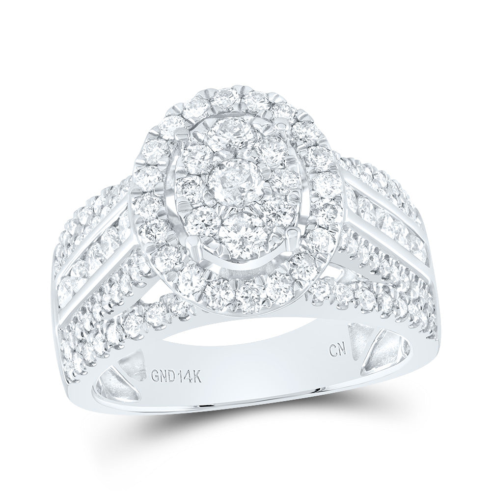 1 3/4Ctw-Dia Cn Oval Single Halo Bridal Ring (7.11 grams)