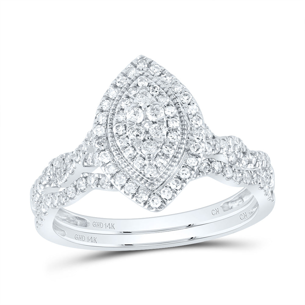 1/2Ctw-Nat Dia Cn Marquise Double Halo Bridal Set (2.95 grams)