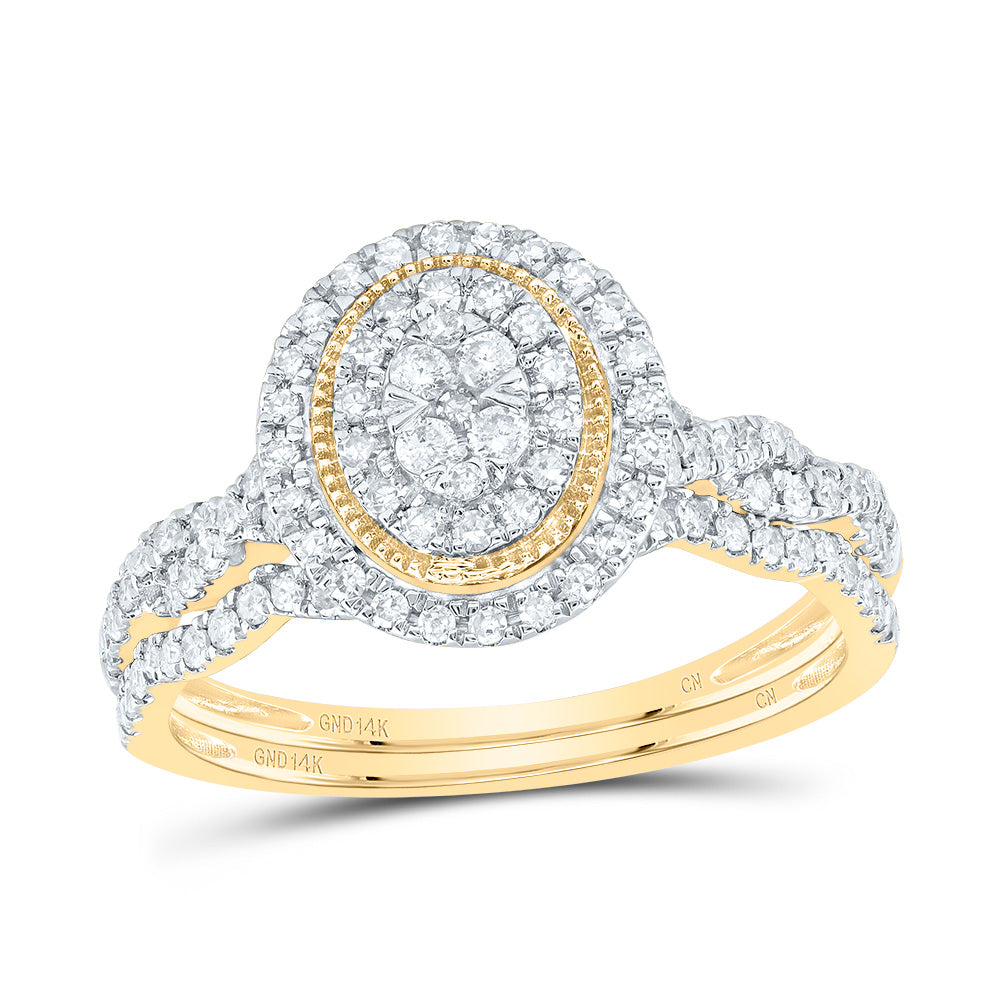 1/2Ctw-Nat Diamond Oval Double Halo Bridal Set (2.91 grams)