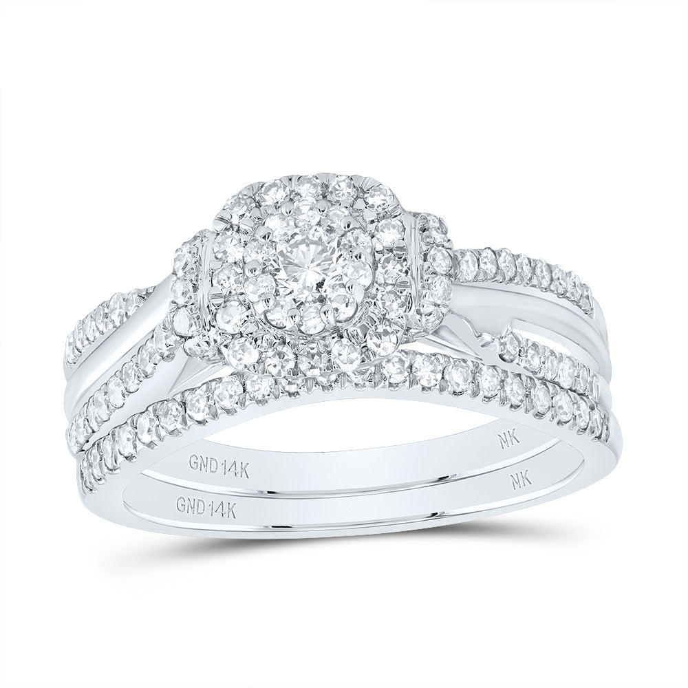 5/8Ctw-Dia Nk Cushion Double Halo Bridal Set (4.19 grams)