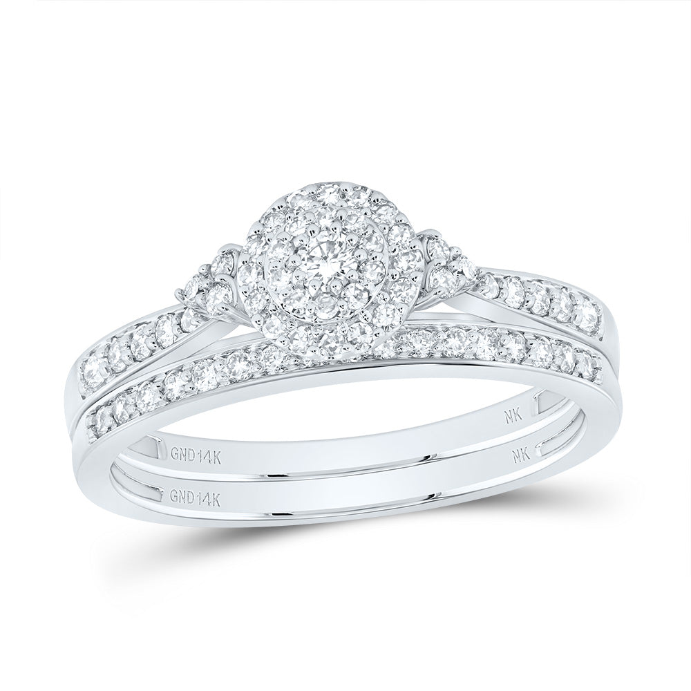 1/2Ctw-Dia Nk Round Double Halo Bridal Set (3.35 grams)