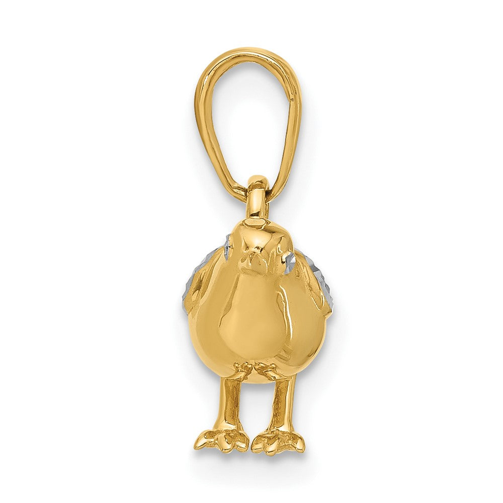 14k Yellow & Rhodium 14.5 mm D/C 3D Bird Pendant (2.91 grams)