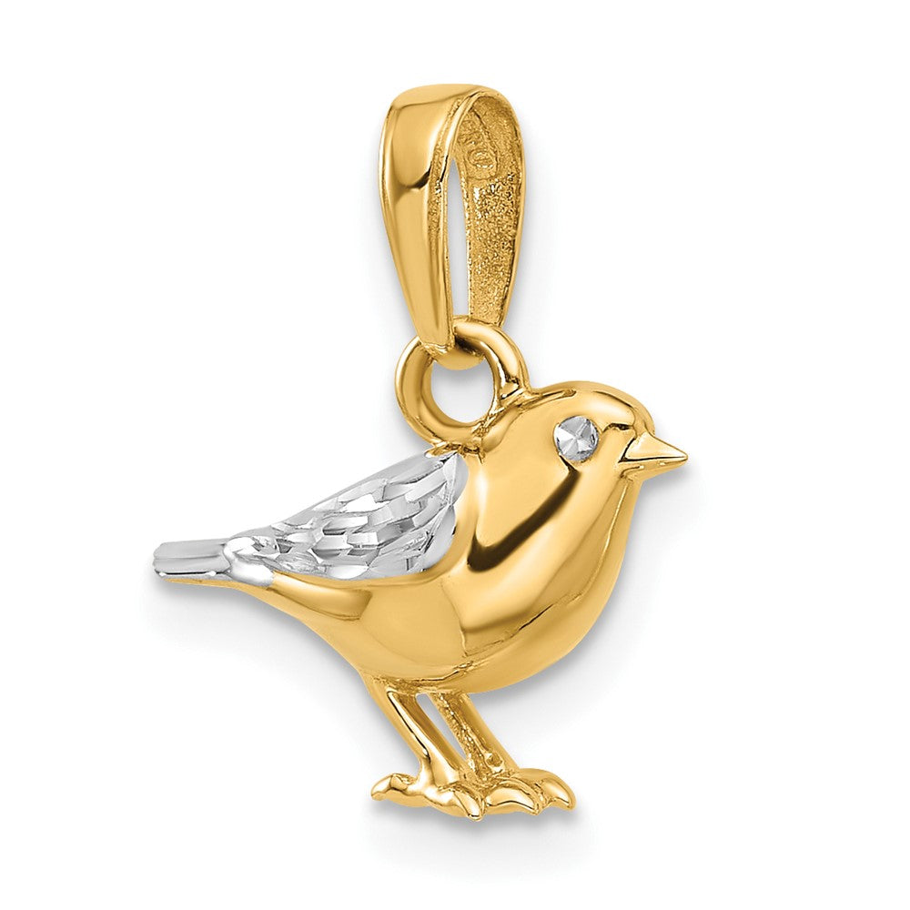 14k Yellow & Rhodium 14.5 mm D/C 3D Bird Pendant (2.91 grams)