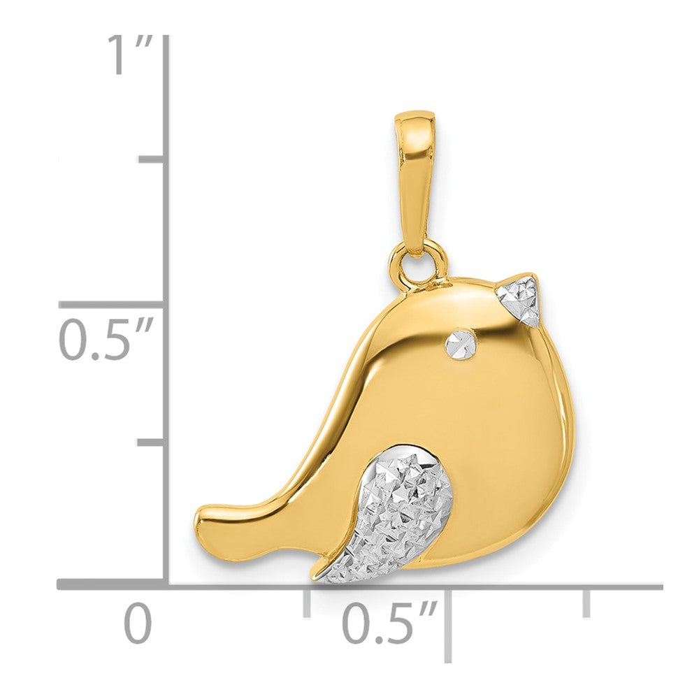 14k Yellow & Rhodium 20.25 mm D/C Bird Pendant (1.92 grams)