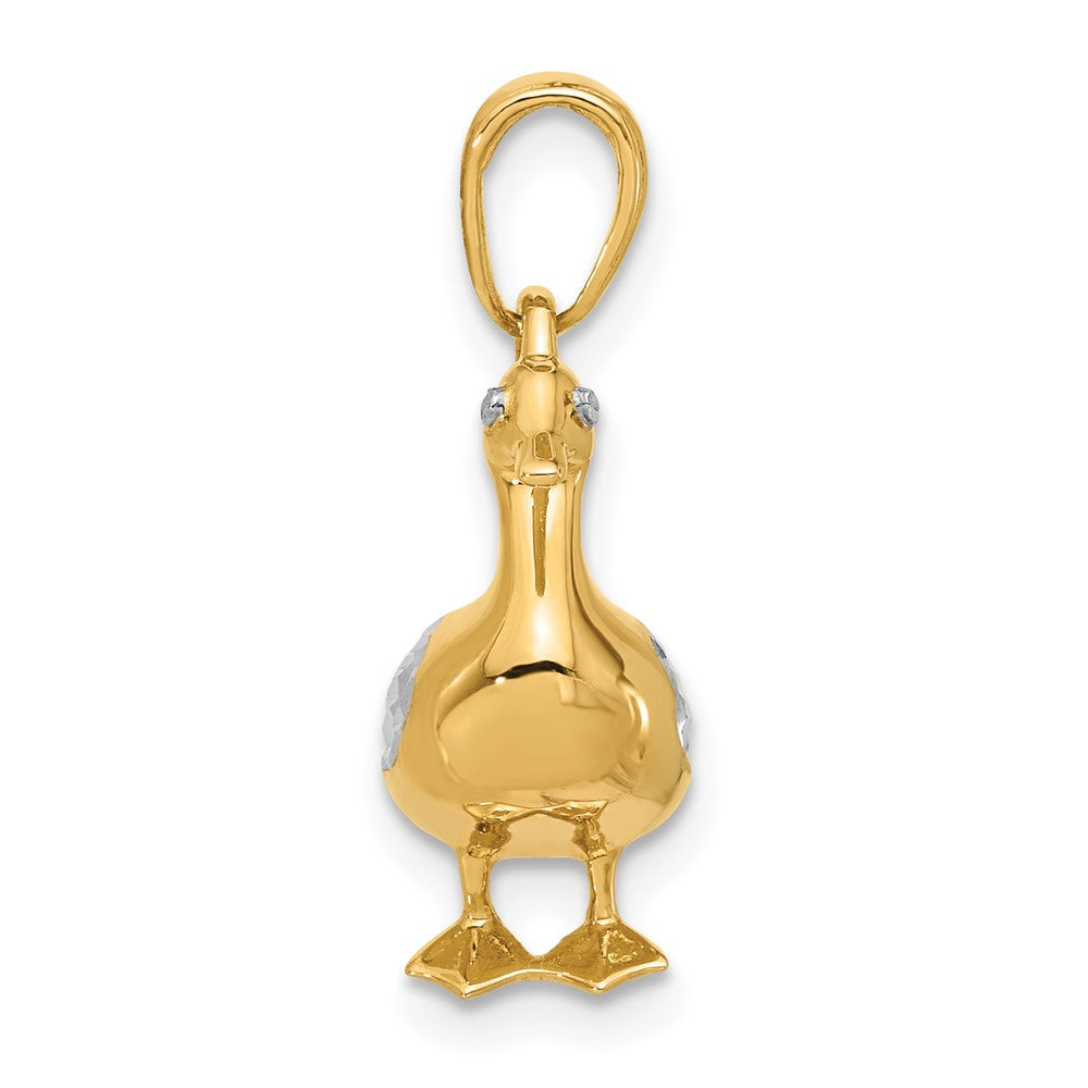 14k Yellow & Rhodium 16.5 mm D/C 3D Duck Pendant (5.39 grams)