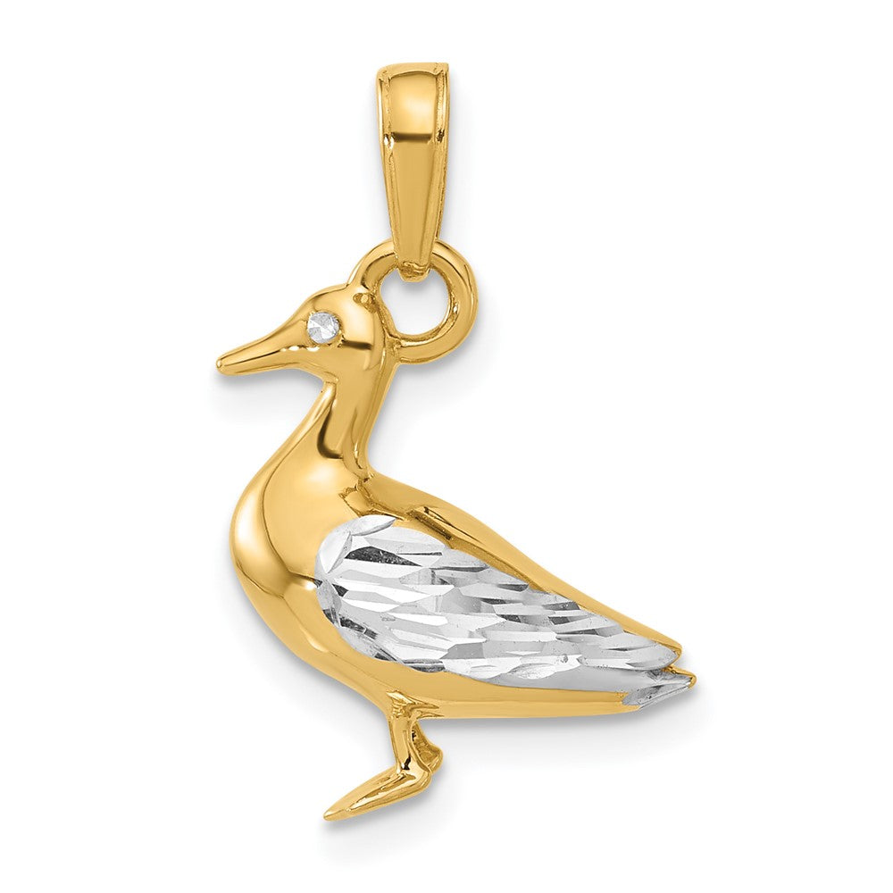 14k Yellow & Rhodium 16.5 mm D/C 3D Duck Pendant (5.39 grams)