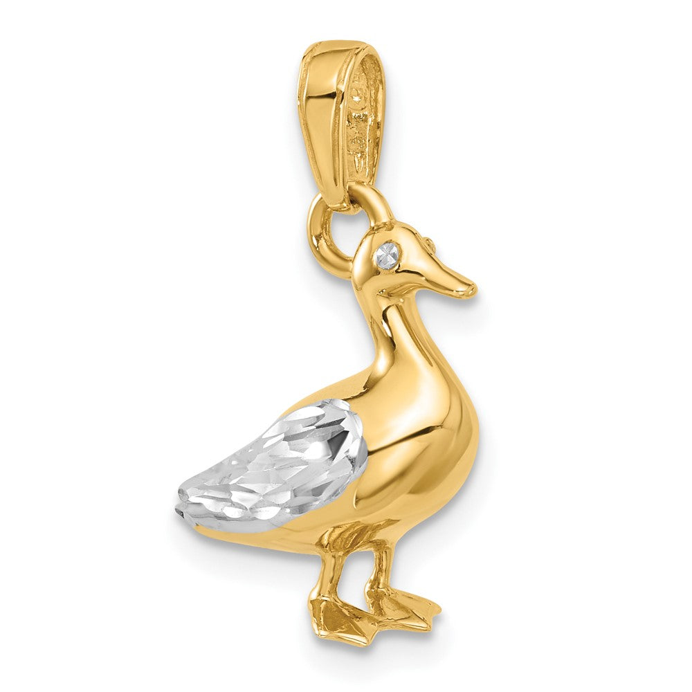 14k Yellow & Rhodium 16.5 mm D/C 3D Duck Pendant (5.39 grams)