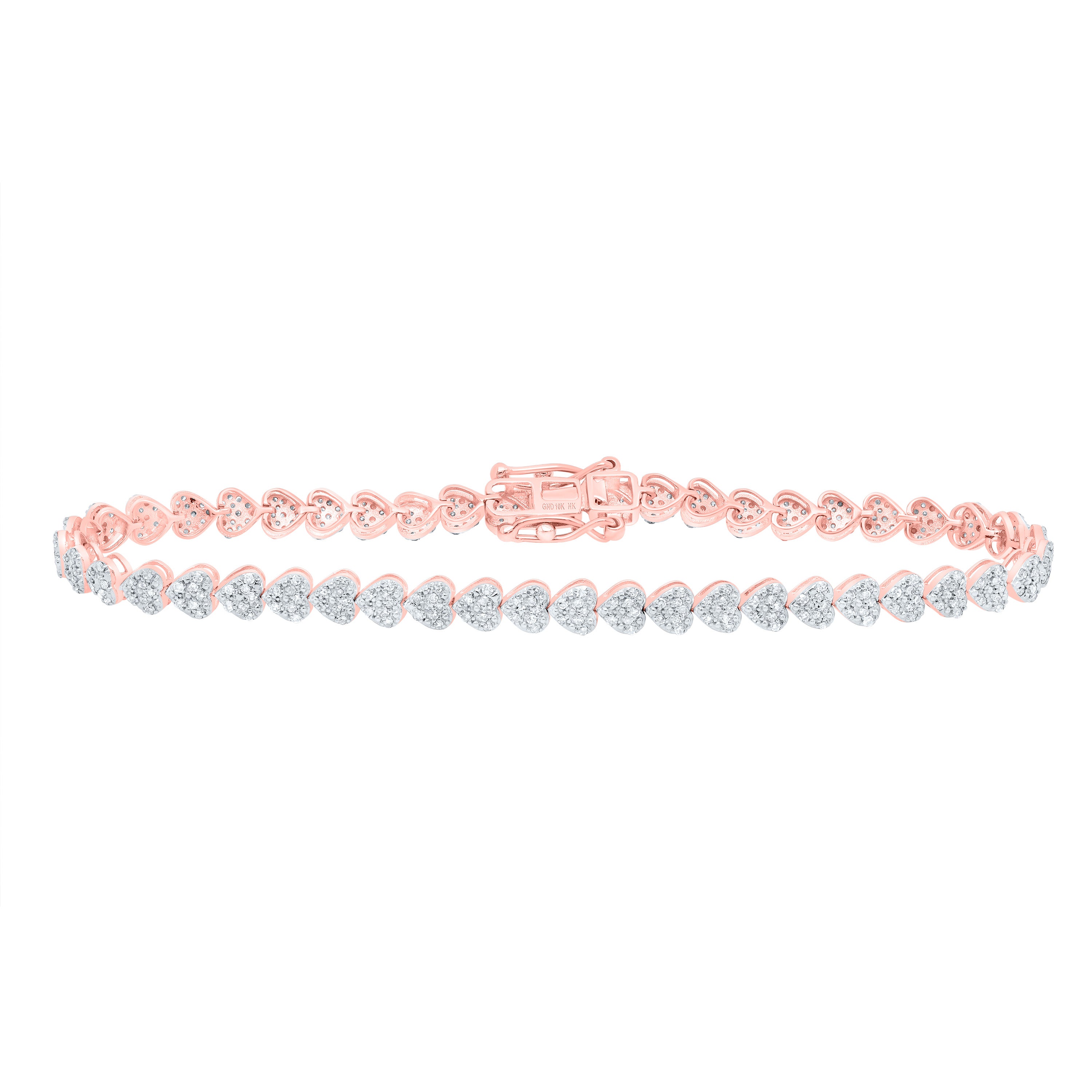 7/8Ctw-Nat Dia Nk Fashion Heart Bracelet (7 Inch) (6.117333 grams)