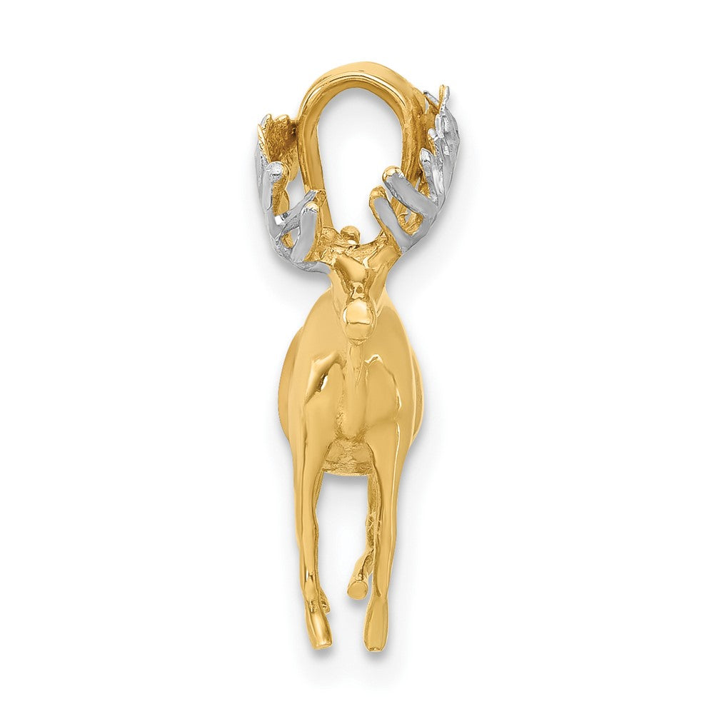 14k Yellow & Rhodium 18 mm D/C 3D Moose Pendant (3.89 grams)