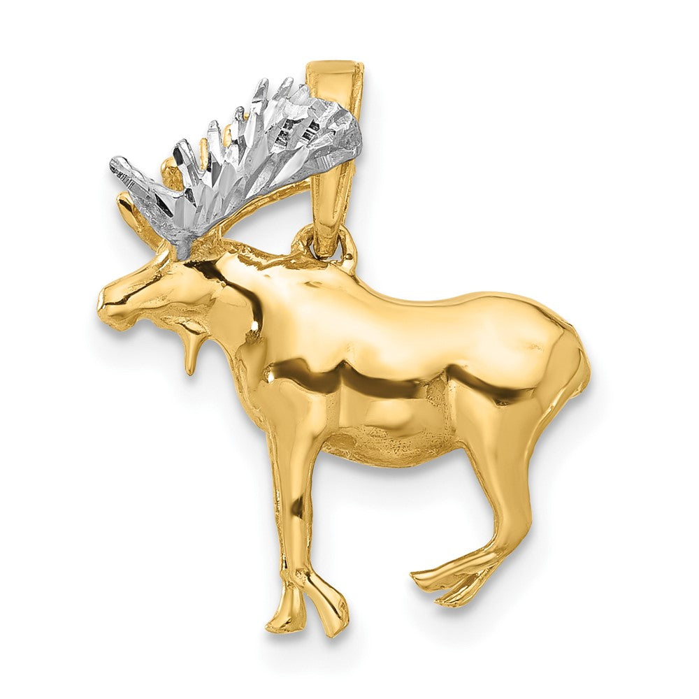 14k Yellow & Rhodium 18 mm D/C 3D Moose Pendant (3.89 grams)