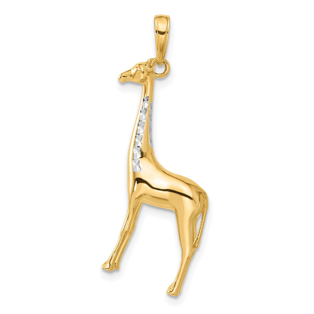 14k Yellow & Rhodium 13.6 mm D/C 3D Giraffe Pendant (5.11 grams)