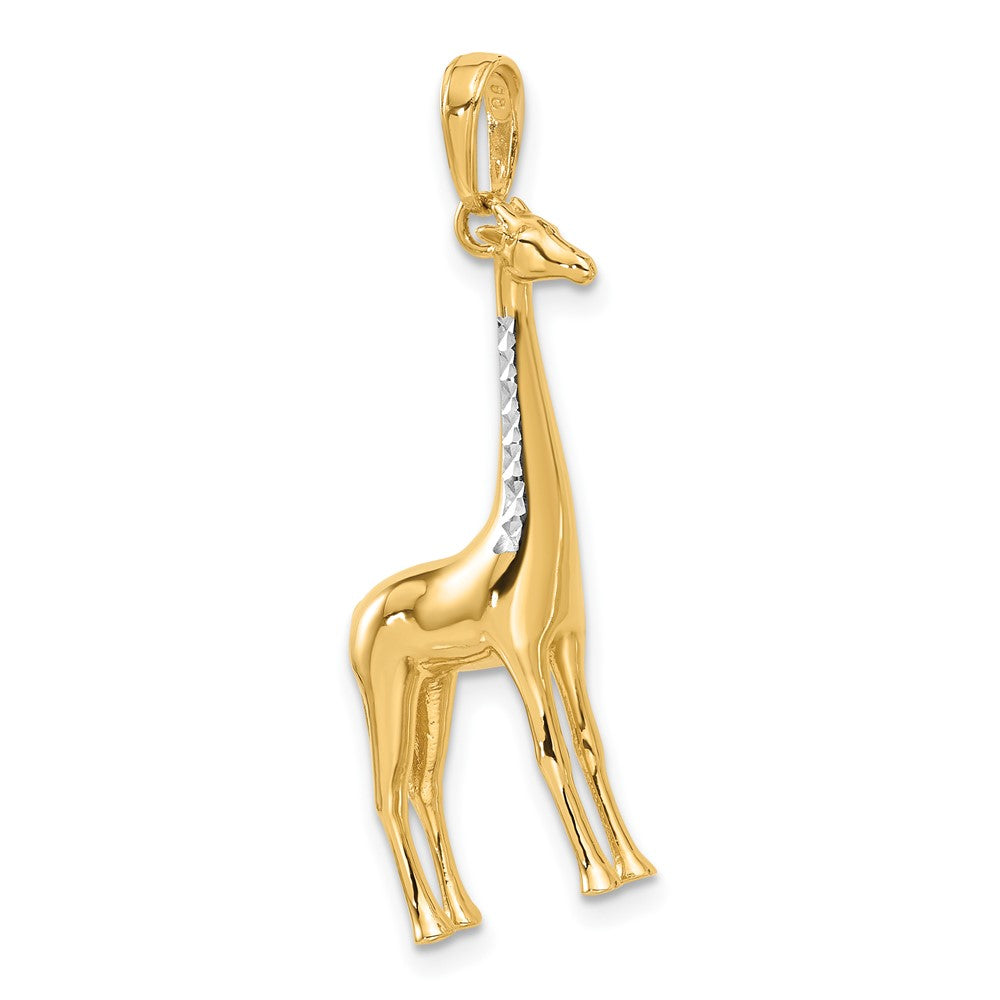 14k Yellow & Rhodium 13.6 mm D/C 3D Giraffe Pendant (5.11 grams)