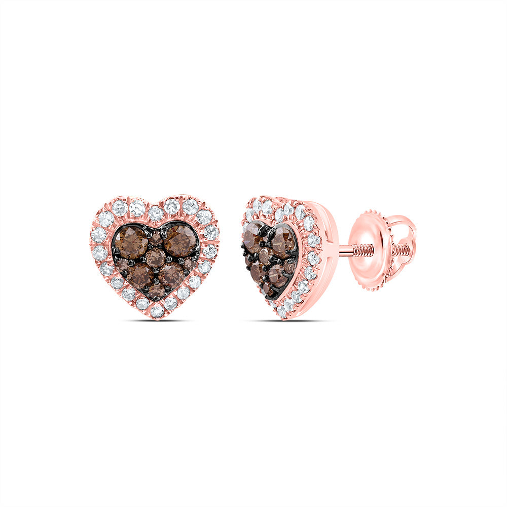 1/2Ctw-Nat Diamond Cognac Natural Heart Stud Earring