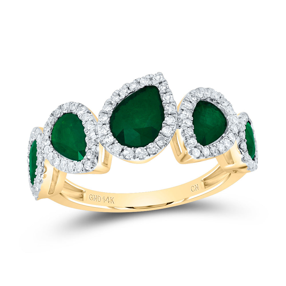 1/3Ctw-Dia Cn 1 3/4Ctw Ps-Em Nat Gem Fashion Ring (3.79 grams)