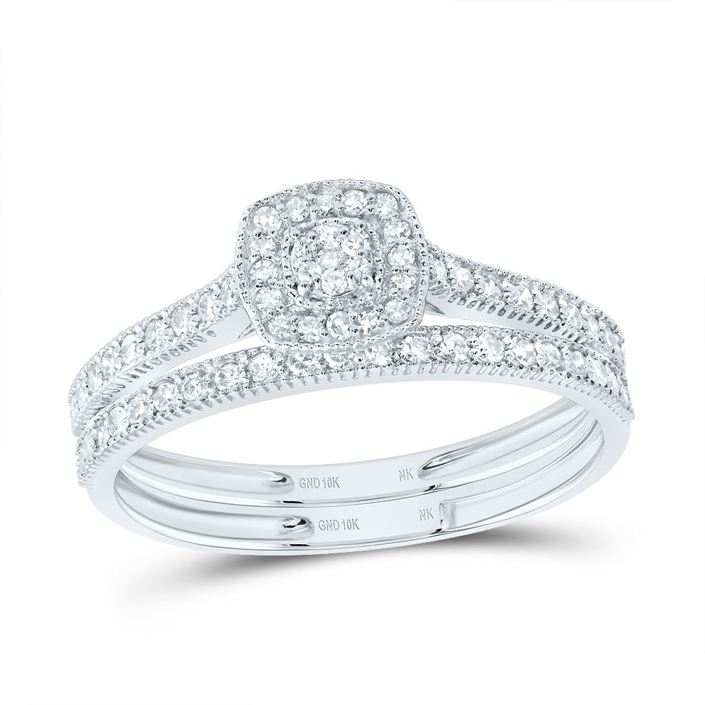 1/3Ctw-Dia Nk Cushion Single Halo Bridal Set (2.57 grams)