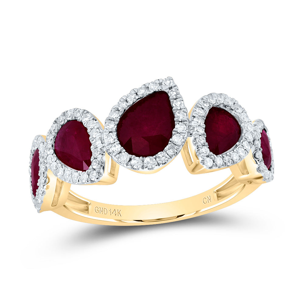 1/3Ctw-Dia Cn 2Ctw Ps-Ru Nat Gem Fashion Ring (3.78 grams)