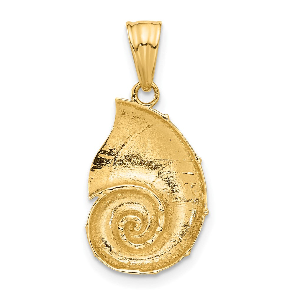 14k Yellow & Rhodium 12.5 mm Polished and Diamond Cut Nautilus Shell Pendant (1.8 grams)