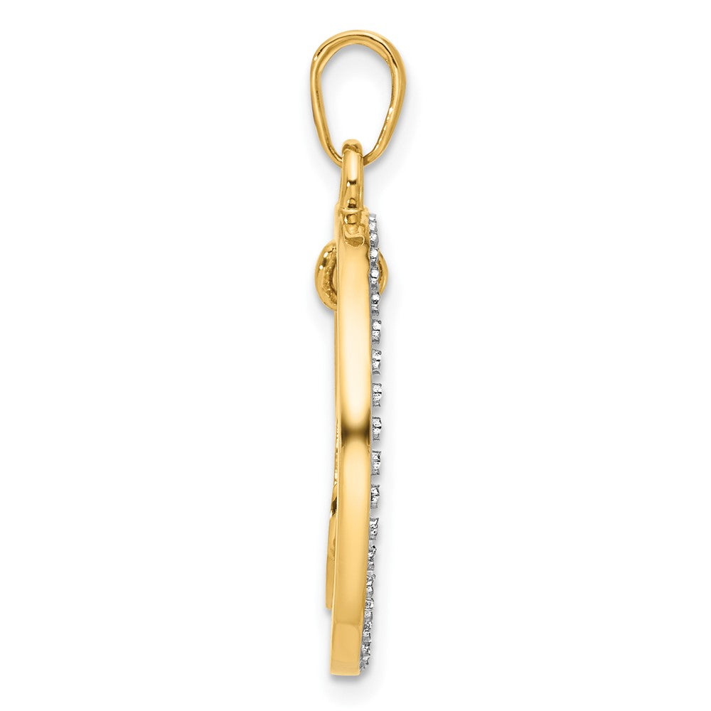 14k Yellow & Rhodium 22 mm D/C Anchor Dangle in Circle Pendant (3.52 grams)