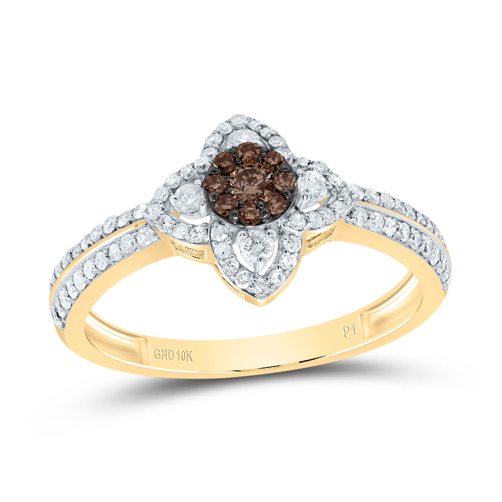 1/2Ctw-Dia P1 Gift Cognac Natural Flower Ring (2.12 grams)