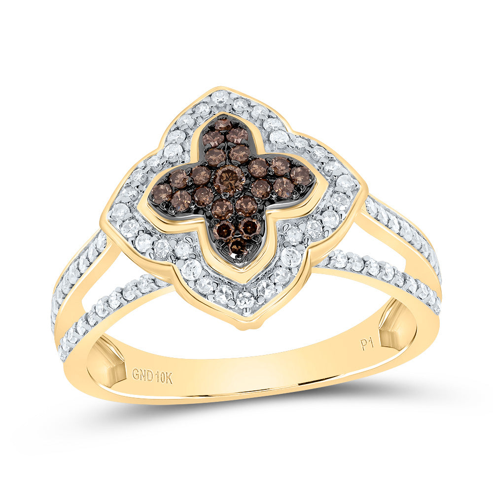 1/2Ctw-Dia P1 Gift Cognac Natural Clover Ring (3.11 grams)